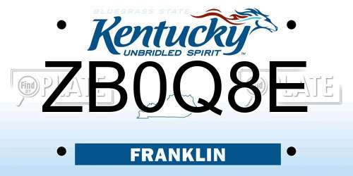 ZB0Q8E Kentucky License Plate