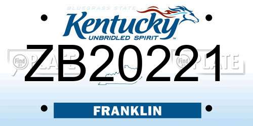 ZB20221 Kentucky License Plate