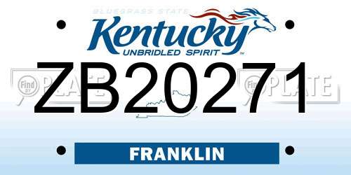 ZB20271 Kentucky License Plate