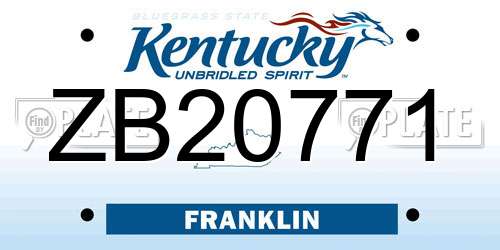ZB20771 Kentucky License Plate