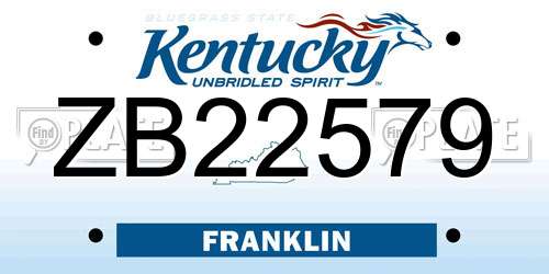 ZB22579 Kentucky License Plate