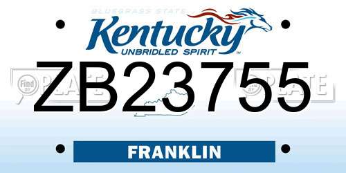 ZB23755 Kentucky License Plate