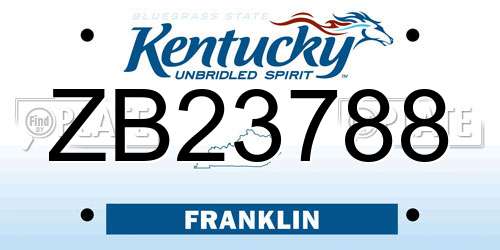 ZB23788 Kentucky License Plate