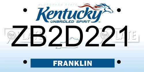 ZB2D221 Kentucky License Plate