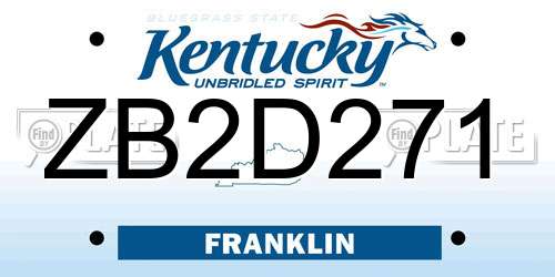 ZB2D271 Kentucky License Plate