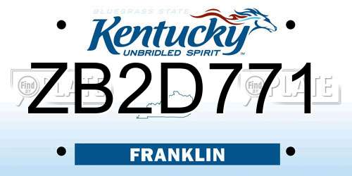ZB2D771 Kentucky License Plate
