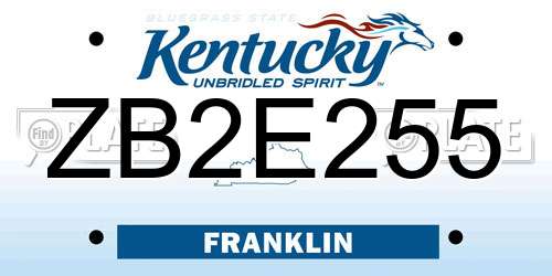 ZB2E255 Kentucky License Plate