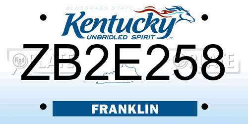 ZB2E258 Kentucky License Plate