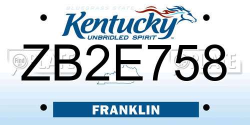ZB2E758 Kentucky License Plate