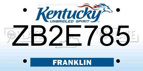 ZB2E785 Kentucky License Plate
