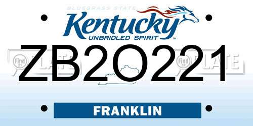 ZB2O221 Kentucky License Plate