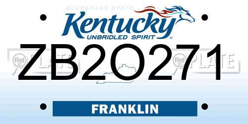 ZB2O271 Kentucky License Plate