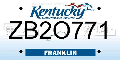 ZB2O771 Kentucky License Plate