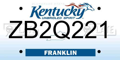 ZB2Q221 Kentucky License Plate