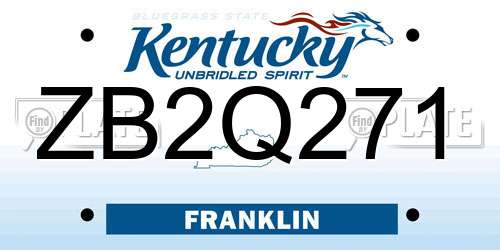 ZB2Q271 Kentucky License Plate