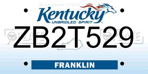 ZB2T529 Kentucky License Plate