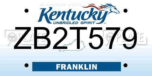 ZB2T579 Kentucky License Plate