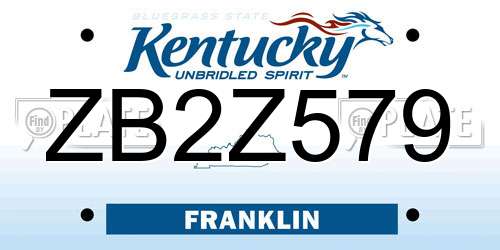 ZB2Z579 Kentucky License Plate
