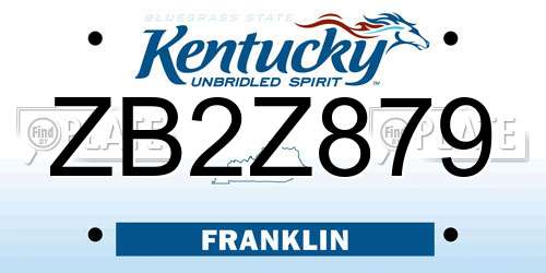 ZB2Z879 Kentucky License Plate