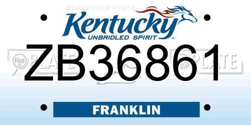 ZB36861 Kentucky License Plate