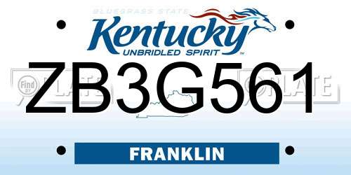 ZB3G561 Kentucky License Plate