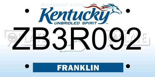 ZB3R092 Kentucky License Plate
