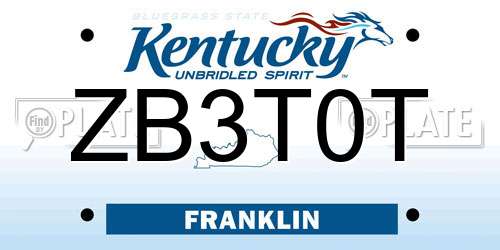 ZB3T0T Kentucky License Plate