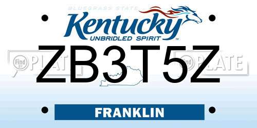 ZB3T5Z Kentucky License Plate