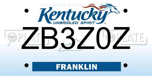 ZB3Z0Z Kentucky License Plate