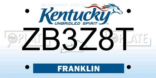 ZB3Z8T Kentucky License Plate
