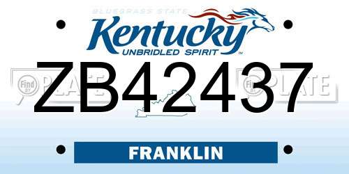 ZB42437 Kentucky License Plate