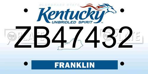 ZB47432 Kentucky License Plate