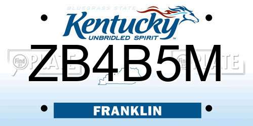 ZB4B5M Kentucky License Plate