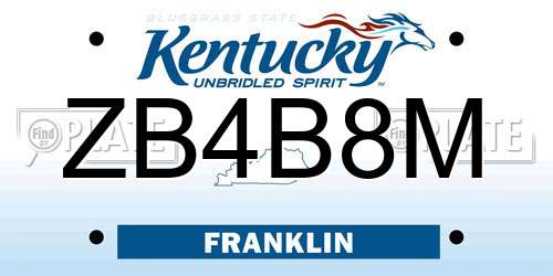 ZB4B8M Kentucky License Plate