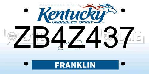ZB4Z437 Kentucky License Plate