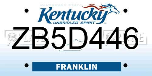 ZB5D446 Kentucky License Plate