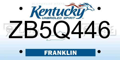 ZB5Q446 Kentucky License Plate