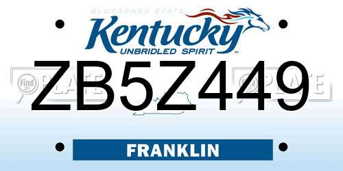 ZB5Z449 Kentucky License Plate