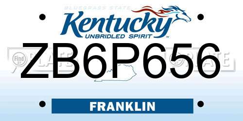 ZB6P656 Kentucky License Plate