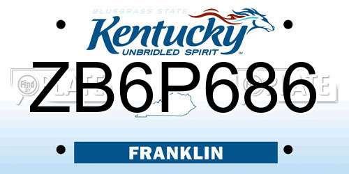 ZB6P686 Kentucky License Plate