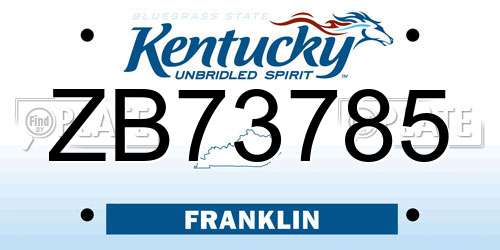 ZB73785 Kentucky License Plate