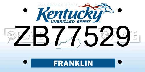 ZB77529 Kentucky License Plate