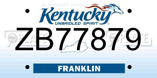 ZB77879 Kentucky License Plate