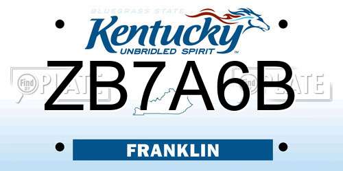 ZB7A6B Kentucky License Plate
