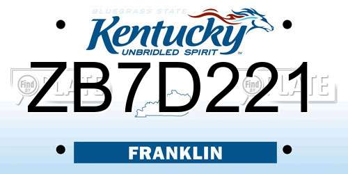 ZB7D221 Kentucky License Plate