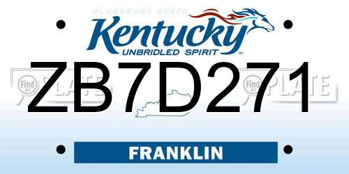 ZB7D271 Kentucky License Plate