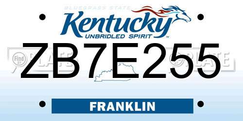 ZB7E255 Kentucky License Plate