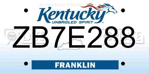 ZB7E288 Kentucky License Plate