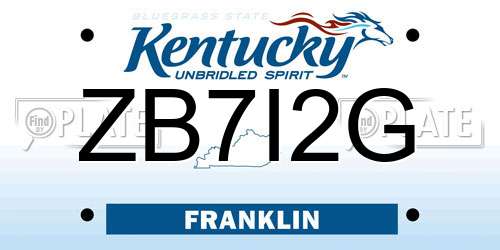 ZB7I2G Kentucky License Plate
