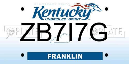 ZB7I7G Kentucky License Plate